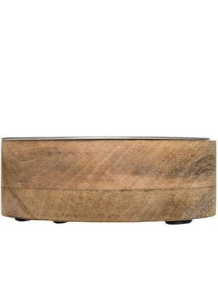 Country Living Stainless Steel Dog Bowl with Cylindrical Mango Wood Holder