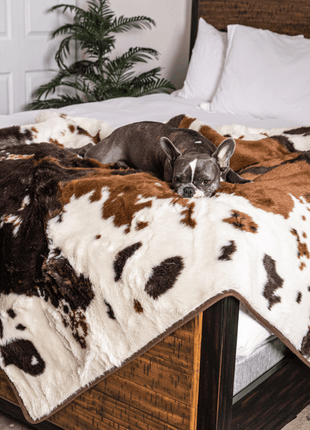 PupProtector™ Waterproof Throw Blanket - Brown Faux Cowhide