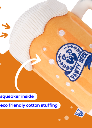 PAWTY BEER PLUSH DOG TOY