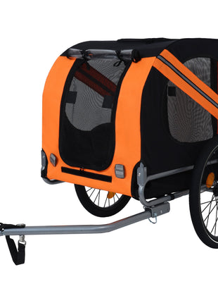 Large Folding Bike Trailer for Dogs – 66LB Capacity All-Terrain Pet Carrier, Durable Steel Frame for Cycling, Jogging, Camping & Outdoor Adventures, Black-Orange