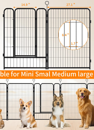 16 Panels Heavy Duty Metal Playpen with Self-Locking Gate, Extra Tall 40' Dog Fence Pet Exercise Pen for Outdoor and Indoor-Easy Setup Exercise Pen for Large Dogs