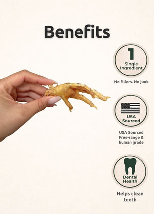 Freezbone Whole Chicken Feet Dental Treats for Dogs - Human Grade - Single Ingredient