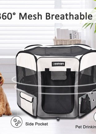 Jespet 2-Door Portable Soft-Sided Dog, Cat & Small Pet Exercise Playpen, Light Grey, 61''