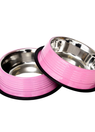 Country Living Set of 2 Ribbed Non-Slip Pet Bowls – Carnation Pink