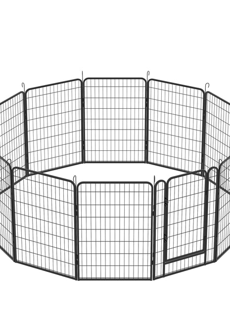 12 Panels Heavy-Duty Metal Playpen with Door, 39.37' H Dog Fence Pet Exercise Pen for Outdoor, Indoor