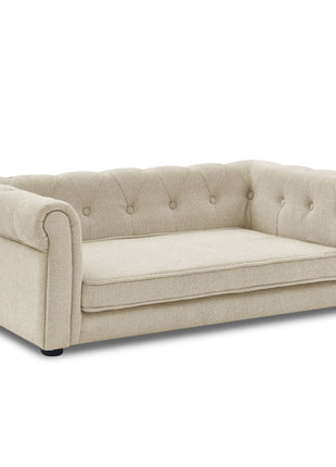 Modern Elegant Rectangle Pet Bed, Durable Elevated Dog Sofa, Beige Foam 40'*23'*14'