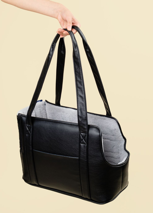 PupTote™ 3-in-1 Faux Leather Dog Carrier Bag - Black
