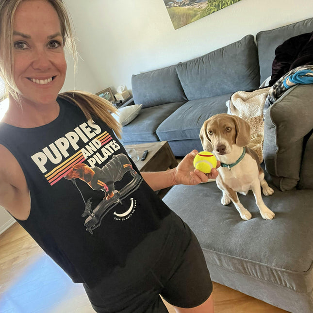 Puppies & Pilates Crop Top | Gift for Dog Moms & Yoga Lovers