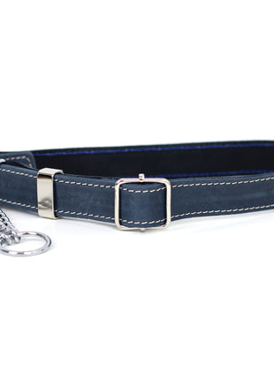 Martingale Blue Jeans Leather Dog Collar