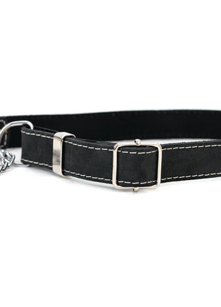 Martingale Midnight Black Leather Dog Collar