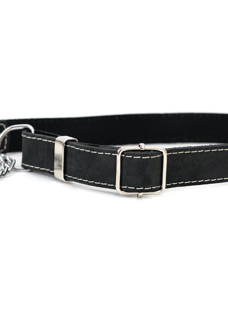 Martingale Midnight Black Leather Dog Collar