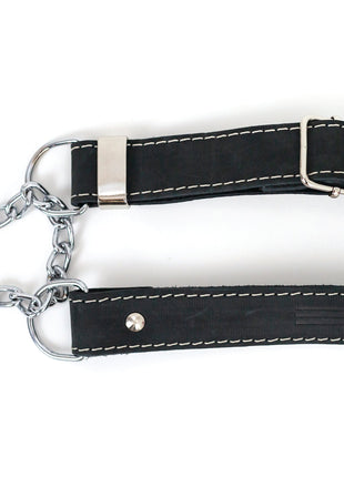 Martingale Midnight Black Leather Dog Collar