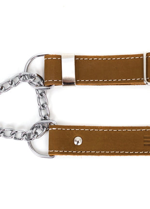 Martingale Earth Brown Leather Dog Collar
