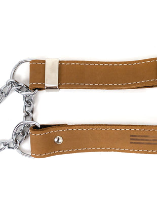Martingale Khaki Leather Dog Collar