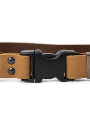 Sport Style Khaki Leather Dog Collar