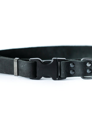 Sport Style Midnight Black Leather Dog Collar
