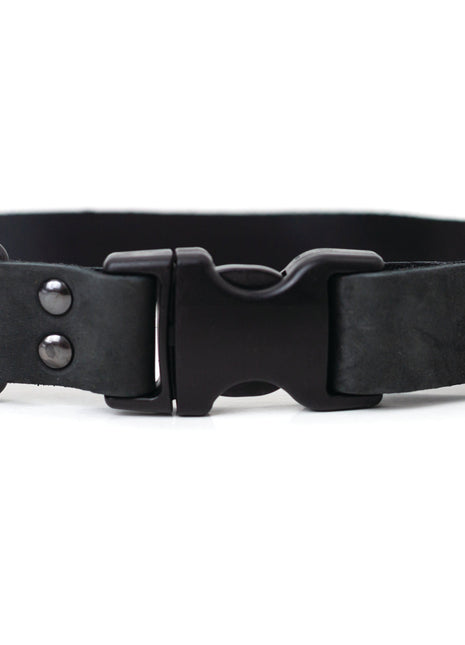 Sport Style Midnight Black Leather Dog Collar