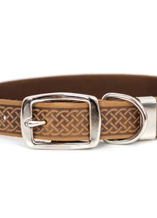 Z Celtic Style Leather Dog Collar