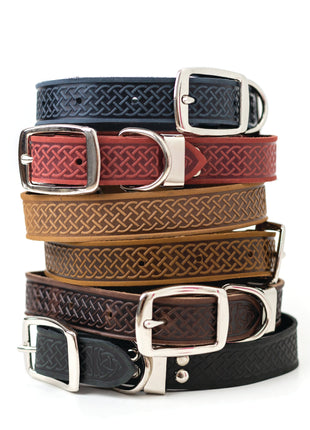 Z Celtic Style Leather Dog Collar