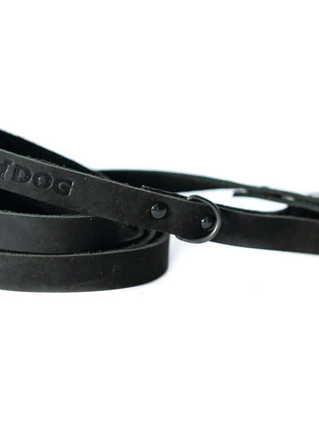 Sport Style Midnight Black Leather Leash