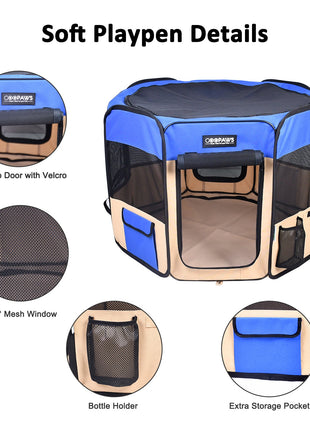 Jespet 2-Door Portable Soft-Sided Dog, Cat & Small Pet Exercise Playpen - Pup List