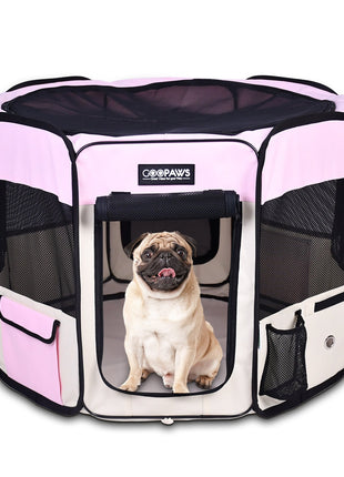 Jespet 2-Door Portable Soft-Sided Dog, Cat & Small Pet Exercise Playpen, Blue, 36''