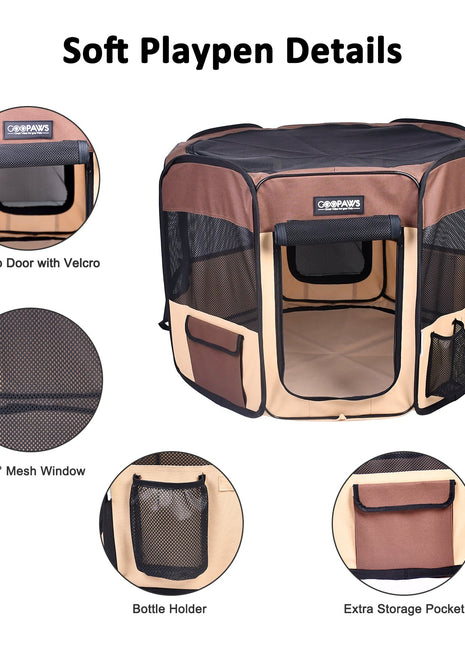Jespet 2-Door Portable Soft-Sided Dog, Cat & Small Pet Exercise Playpen - Pup List