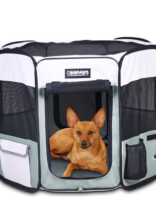Jespet 2-Door Portable Soft-Sided Dog, Cat & Small Pet Exercise Playpen, Blue, 36''