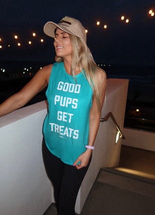 Good Pups Get Treats | Puppies Soft Women's Sleeveless | Made in the USA