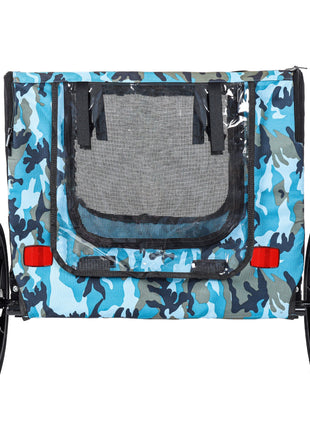 Outdoor Heavy Duty Collapsible Pet Bike Trailer with 16-Inch All-Terrain Wheels & Universal Hitch – Foldable Dog/Cargo Carrier Cart for Bicycles, blue+black - Pup List