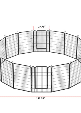 16 Panels Heavy-Duty Metal Playpen with Door, 39.37' H Dog Fence Pet Exercise Pen for Outdoor, Indoor