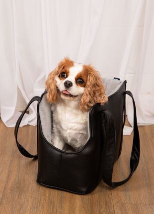 PupTote™ 3-in-1 Faux Leather Dog Carrier Bag - Black
