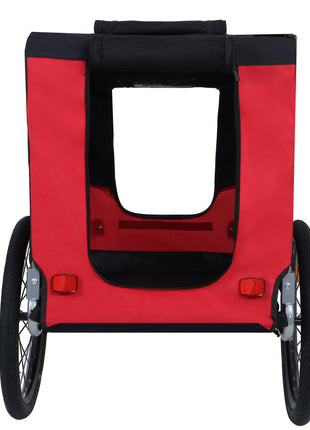 Large Folding Bike Trailer for Dogs – 66LB Capacity All-Terrain Pet Carrier, Durable Steel Frame for Cycling, Jogging, Camping & Outdoor Adventures, Black- Red