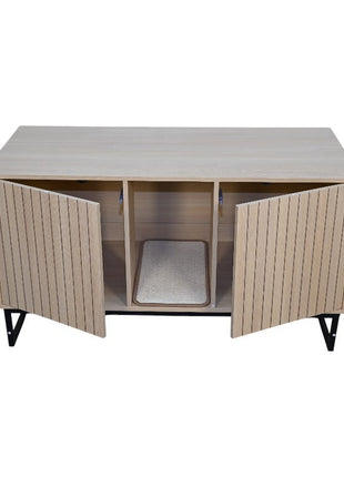 Modern Wooden Cat House with Scratching Mat - 47.64' x 21.46' x 25.98', 76.4 lbs