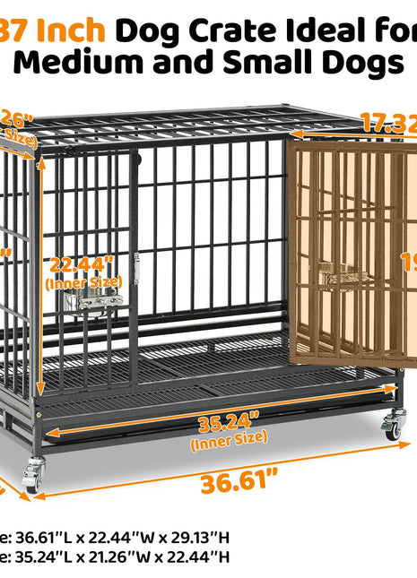 37" Stackable Heavy Duty Dog Crate 371D03