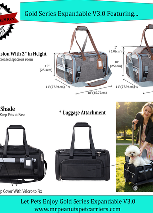 Mr. Peanut's Gold Series Expandable V3.0 Pet Carrier - Updated Model Landing 9/15
