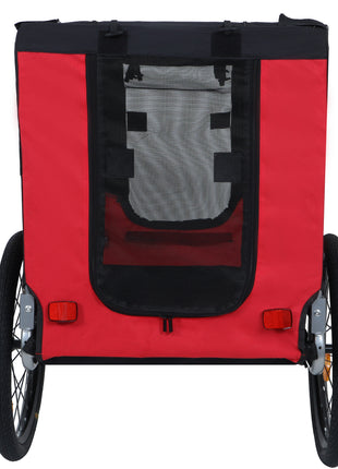 Large Folding Bike Trailer for Dogs – 66LB Capacity All-Terrain Pet Carrier, Durable Steel Frame for Cycling, Jogging, Camping & Outdoor Adventures, Black- Red