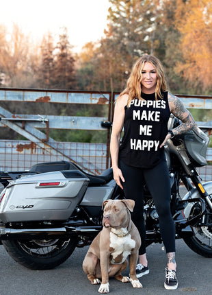 Puppies Make Me Happy |  Women's Sleeveless Tank | Made in USA