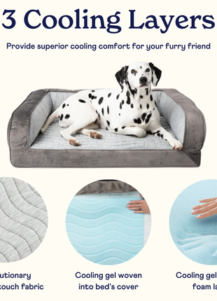 PupChill™ Cooling Bolster Dog Bed + Waterproof Blanket Bundle - Arctic Grey