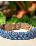 Blue Braided Sambboho dog collar