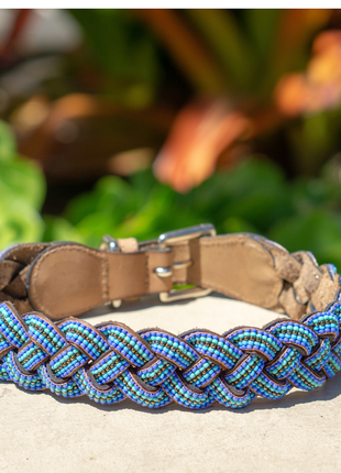 Blue Braided Sambboho dog collar