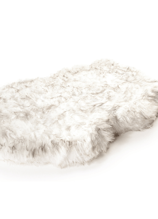 PupRug by Paw.com® Faux Fur Orthopedic Dog Bed - Curve White with Brown Accents