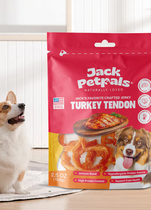 Jack PetPals Handcrafted Jerky Turkey Tendon Dog Treats (2.5oz)