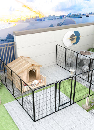 12 Panels Heavy-Duty Metal Playpen with Door, 39.37' H Dog Fence Pet Exercise Pen for Outdoor, Indoor