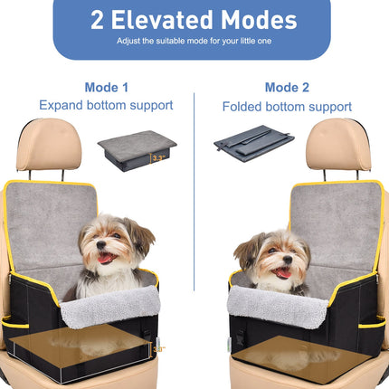 GOOPAWS Car Seat for Small & Medium Dogs, Portable With Clip-on Safety Leash, Waterproof, Black 16''