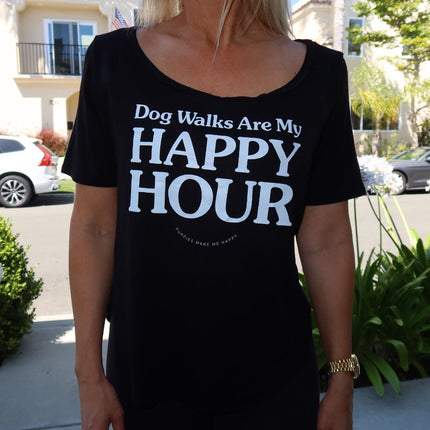 Dog Walks are my Happy Hour | Women's Scoop Neck Weekend Tee