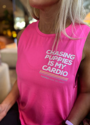 Chasing Puppies Is My Cardio Relaxed Women’s Tank | Gift for Dog Lovers