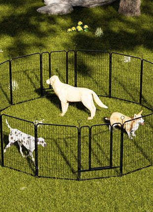 16 Panels Heavy Duty Metal Playpen with Self-Locking Gate, Extra Tall 40' Dog Fence Pet Exercise Pen for Outdoor and Indoor-Easy Setup Exercise Pen for Large Dogs