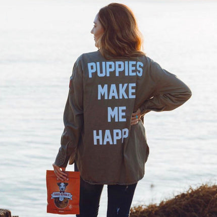 Puppies Club Military Button Up | Present For Dog Lover