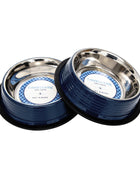 Country Living Set of 2 Ribbed Non-Slip Pet Bowls – Poseidon Blue